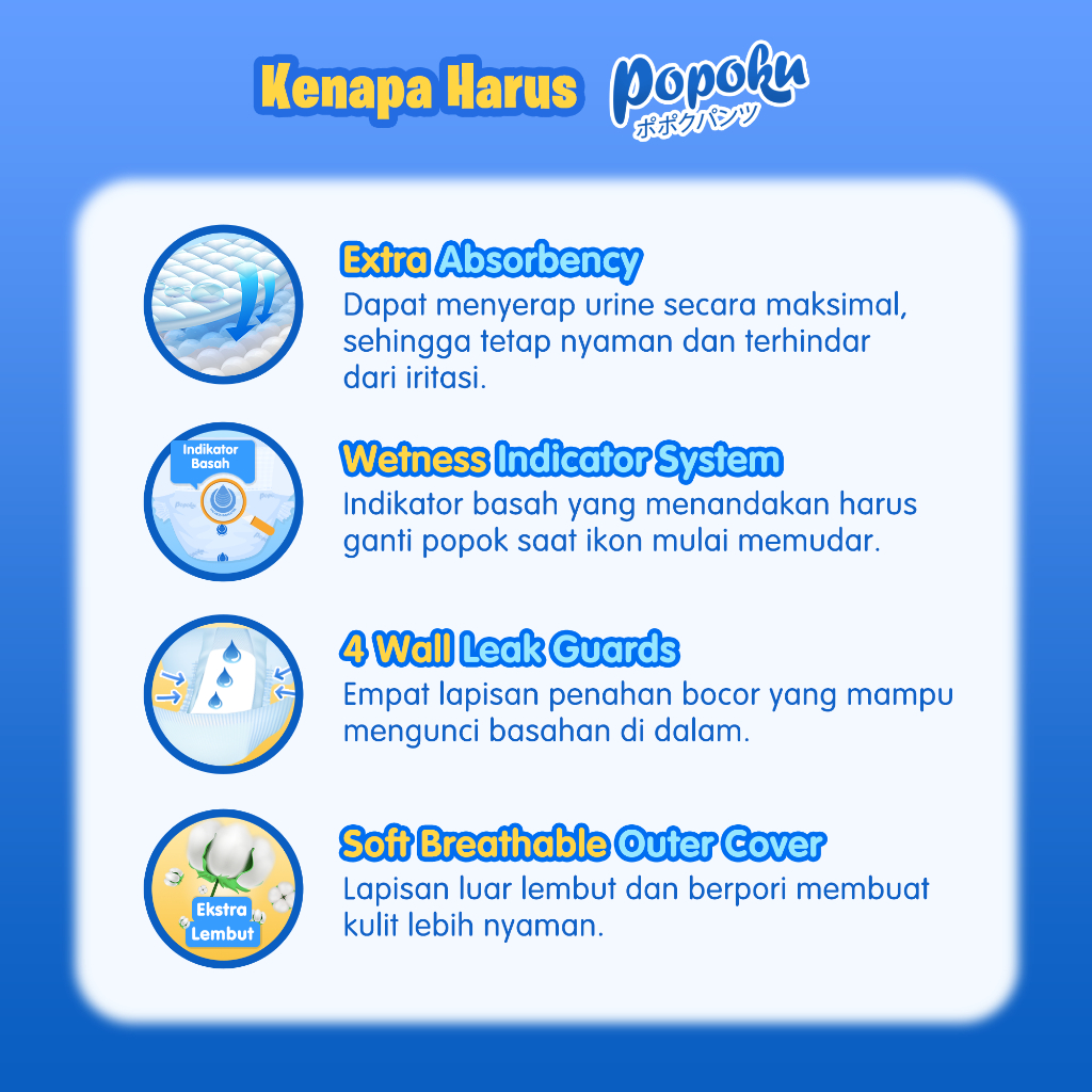 POPOK Popok Bayi tipe Perekat (POPOKU Reguler) Size XL isi 40pcs