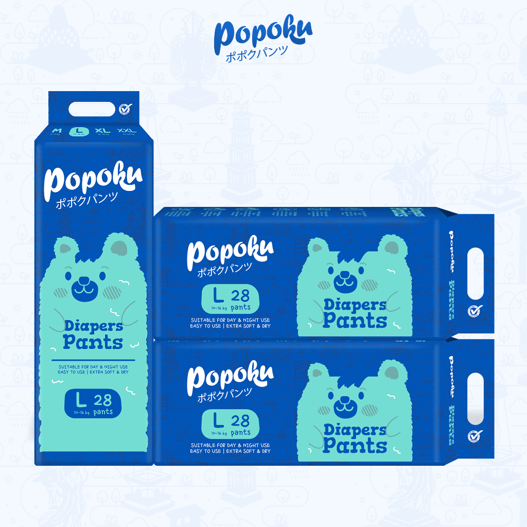 POPOKU Popok Bayi Celana Size L 28