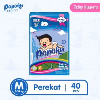 POPOKU Popok Bayi tipe Perekat (POPOKU Reguler) Size M isi 40pcs
