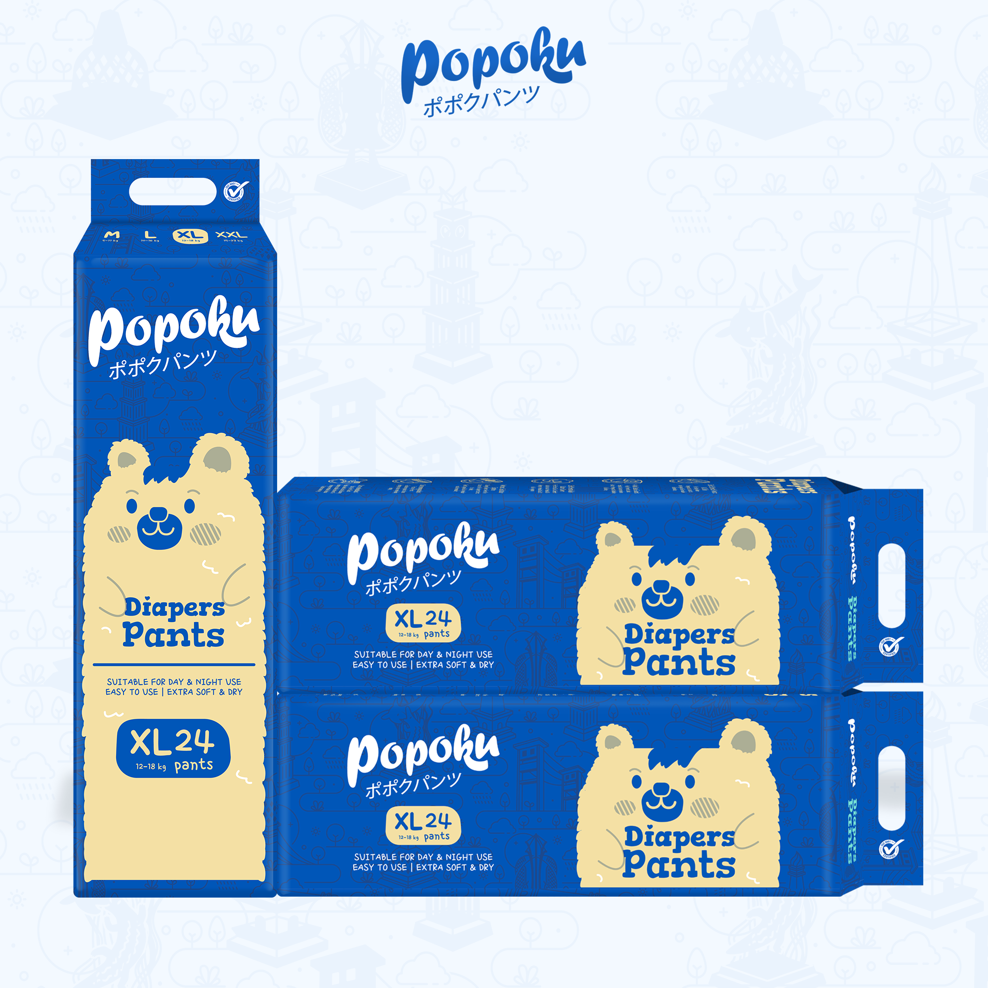 POPOKU Popok Bayi Celana Size XL 24 - Gambar 4