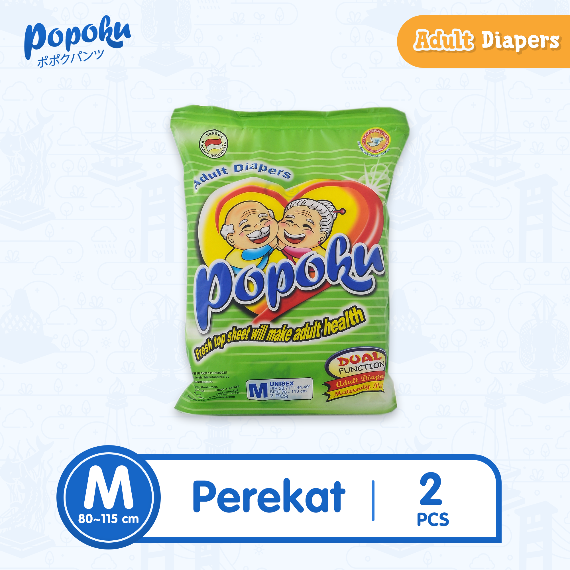 POPOKU Popok Dewasa tipe Perekat (Popoku Adult) Size M isi 2pcs