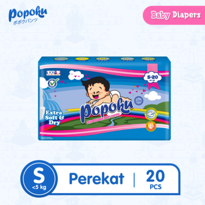 POPOKU Popok Bayi tipe Perekat (POPOKU Reguler) Size S isi 20pcs